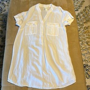 NWOT white linen blend shirt dress